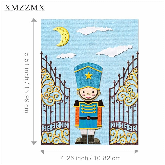 Duty Guards Soldiers Iron Fence Gate Metal Cutting Dies for Card Making, Paper Embossing Die Cuts Kit Templates, Storage Pockets Supplies, Photo Frame Album DIY Scrapbooking Stencils Sets
