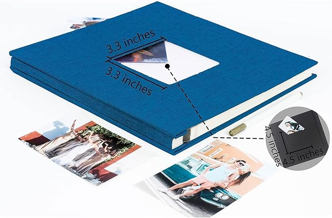Photo Album Self Adhesive Pages for 4x6 5x7 8x10 Pictures Magnetic Scrapbook Photo Albums with Sticky Pages Books with A Metallic Pen for Baby Wedding Family 13.2x12.8 Blue 60 Pages