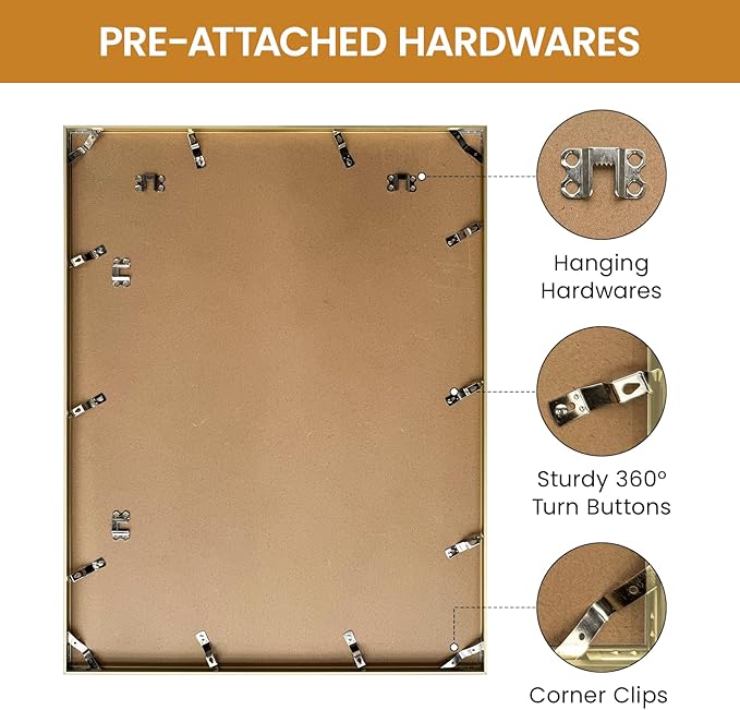 24x34 Aluminum Metal Picture Frame,Tempered Glass Gold Photo Frame 24x34 for Family Photo,Posters,Art,Document to Wall Mount Horizontally or Vertically