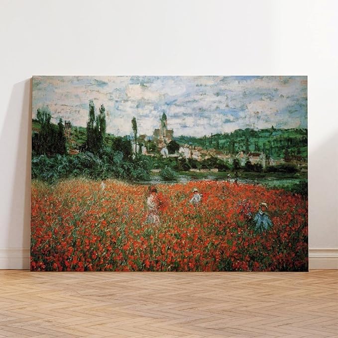 CFIOZYOS 40+ Monet Famous Print Posters Poppy Field near Vetheuil by Claude Monet Impressionism Canvas Wall Art Print Poster For Home School Office Decor Unframe 20×30inch(50×75cm)