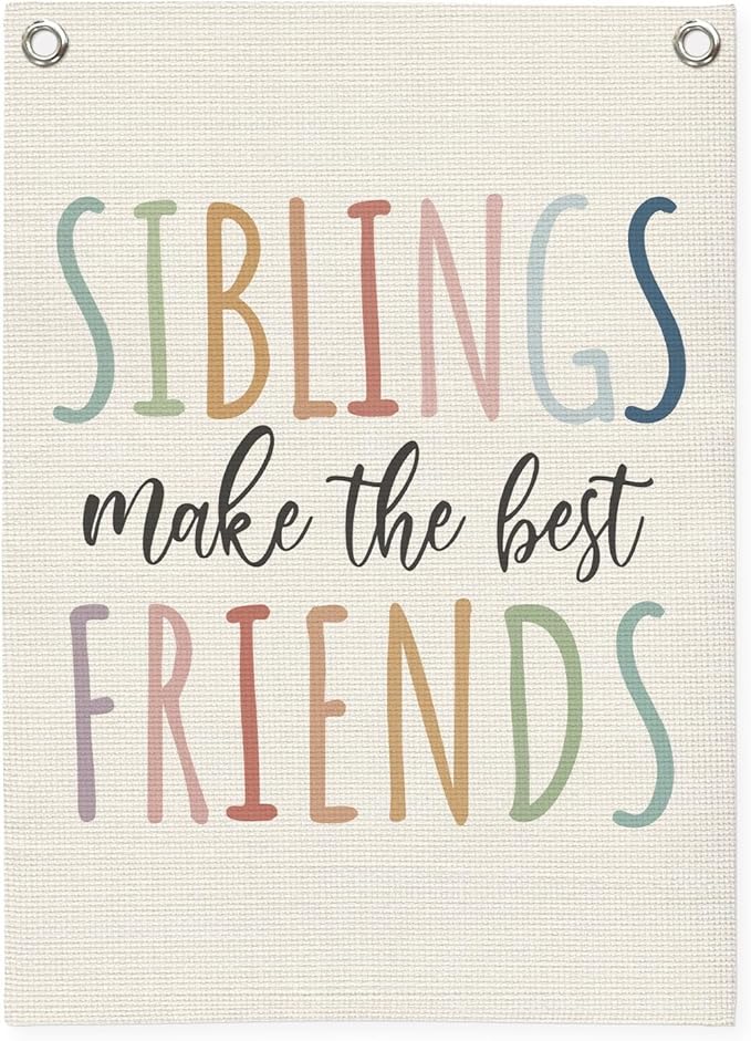 Kids Room Decor,Sisters Make The Best Friends,Boho Girls Bedroom Playroom Toddler Kids Space Decorations,Baby Girl Room Wall Hanging Pennant Flag Banner 18x25 Inch