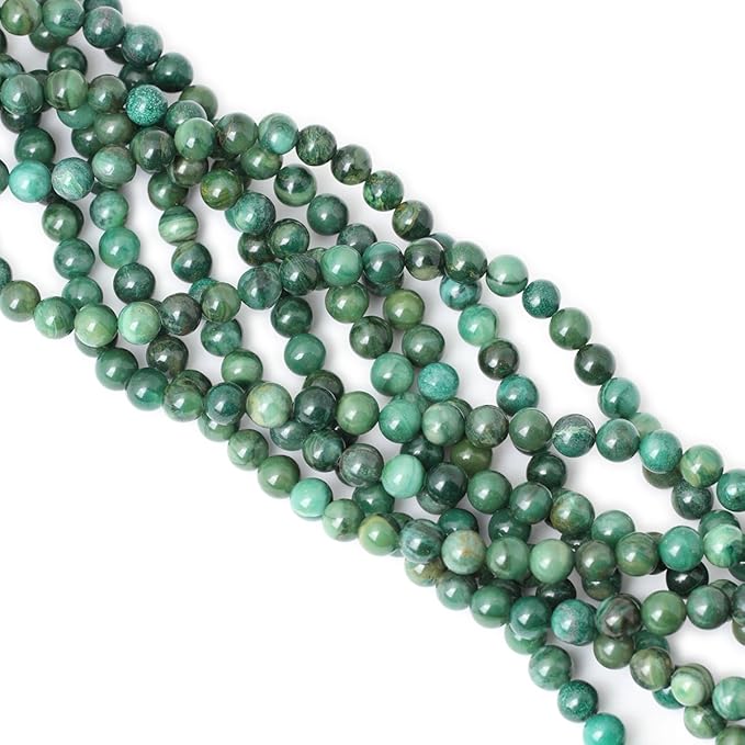 45PCS 8mm Natural Verdite Stone African Jade Gemstone Round Loose Beads for Jewelry Making DIY Findings 1 Strand 15"