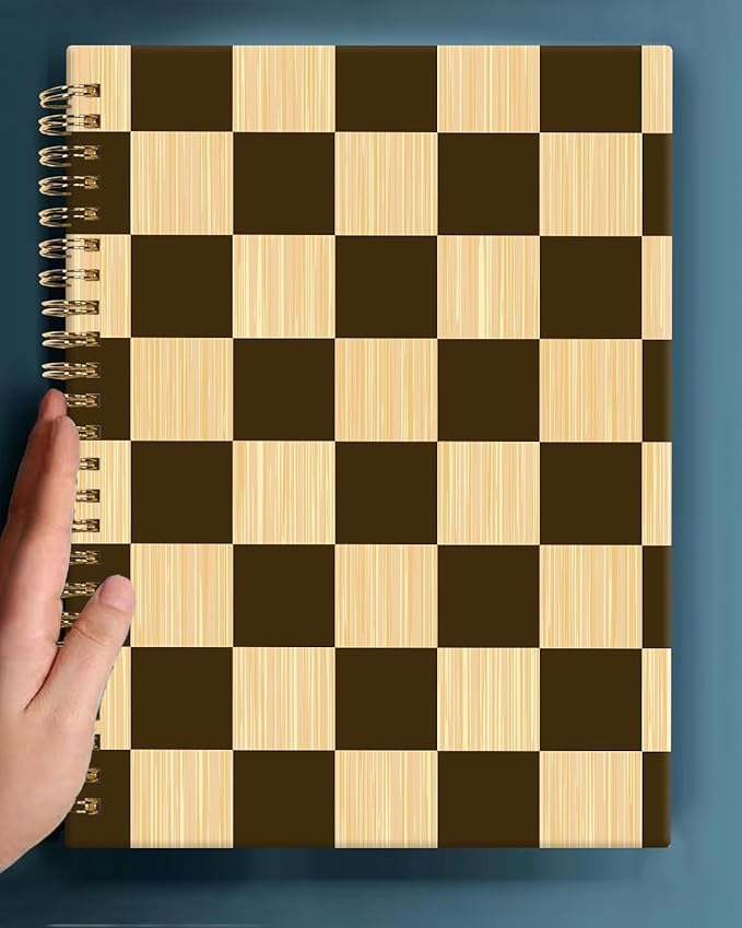Spiral Journal Notebook,A5 Hardcover Lined Journals for Women 6 x 8.3 in,60 Sheets 120 Pages Thick Paper,Cute College Ruled Writing Notebook for Office Work School(Brown Chess Board Plaid)