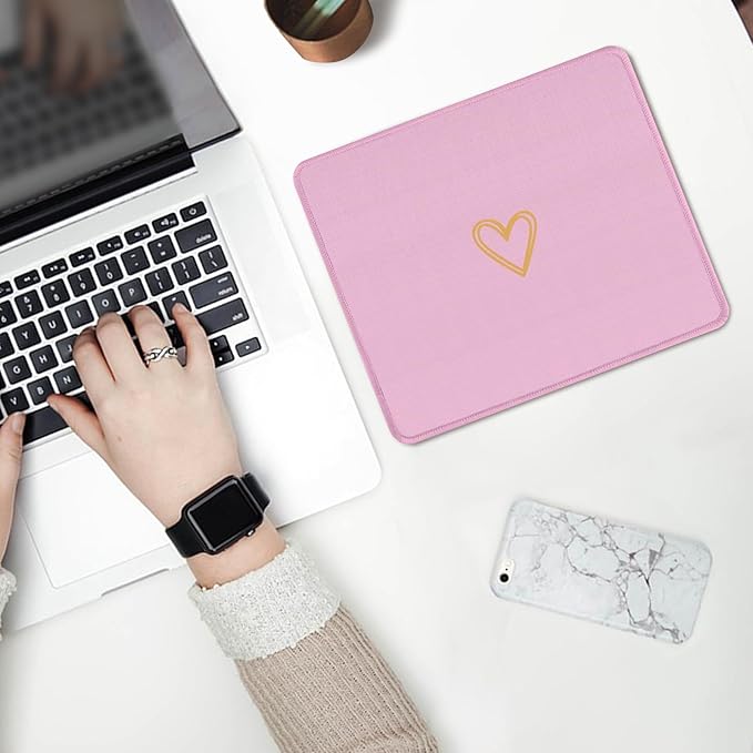 Seorsok Square Aesthetic Cute Heart Mouse Pad,Office Home Personalized Mouse Mat Design,Waterproof Funny Mousepad,Non-Slip Rubber Base Computer Mouse Pads for Wireless Mouse,Purple