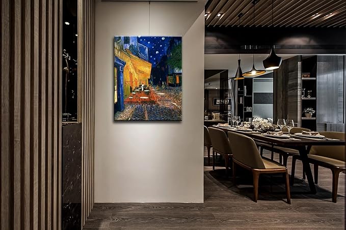 msspart Vincent Van Gogh Canvas Wall Art Cafe Terrace At Night Painting Classic Artwork Picture Print for Home Decor 24"x36"