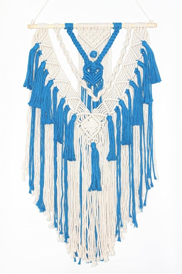 BMIDRUT Macrame Woven Wall Hanging Tapestry Boho Wall Art Handmade Macrame Tapestry for Wedding Bedroom Living Room Background Wall 17x30 Inch