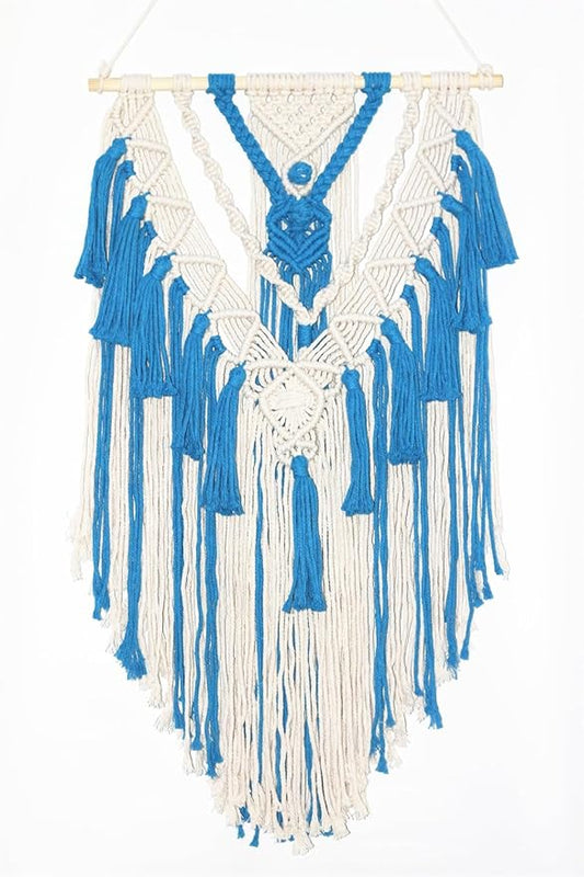 BMIDRUT Macrame Woven Wall Hanging Tapestry Boho Wall Art Handmade Macrame Tapestry for Wedding Bedroom Living Room Background Wall 17x30 Inch