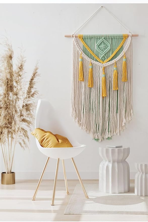 BMIDRUT Macrame Wall Hanging Boho Home Decor Handmade Macrame Tapestry Woven Decoration for Bedroom Living Room Apartment Dorm Gallery 18x28 Inch (A)