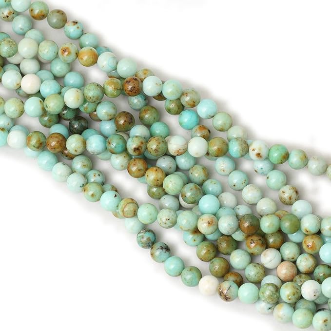 45PCS 8mm Natural Mongolian Turquoise Stone Round Loose Beads for Jewelry Making 1 Strand 15"