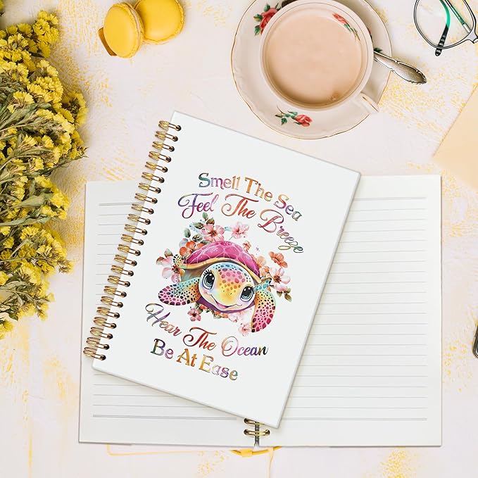 MOFUYU Turtle Gifts Cute Spiral Notebook Journal for Women Men,Sea Turtle Gifts,Inspirational Ocean Notebooks,Cute Notebooks for School Work Women Girls,Gifts for Beach Lovers,Turtle Gifts for Women 5.5x8.3 Inch