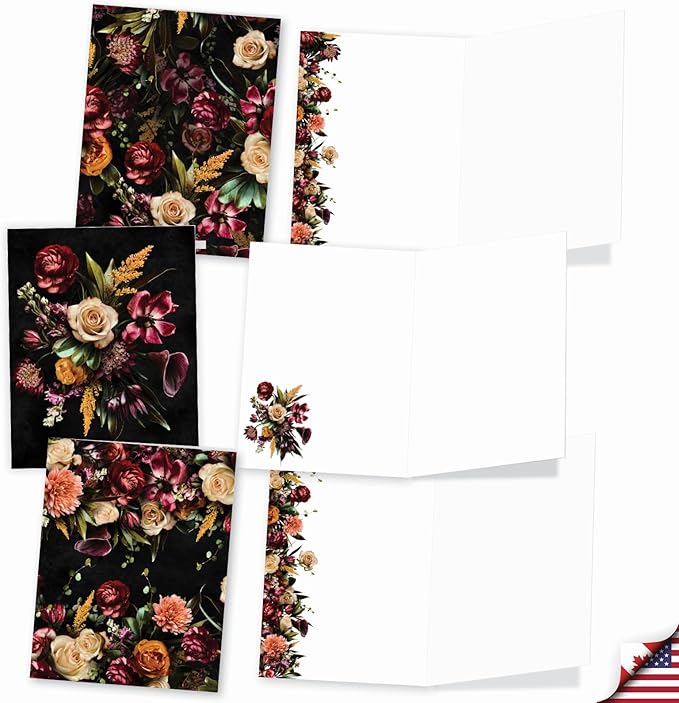 The Best Card Company - 20 Assorted Blank Plant Cards Boxed (4 x 5.12 Inch) (10 Designs, 2 Each) - Floral Passion AM2828OCB-B2x10