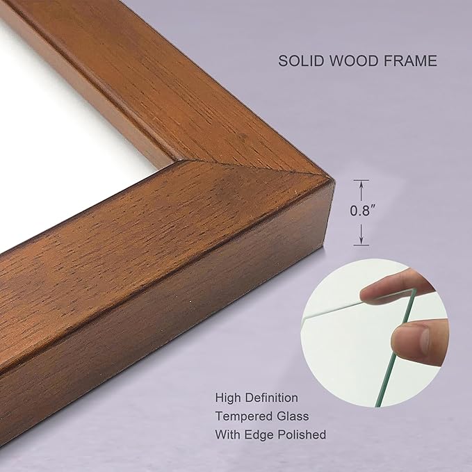 11x14 Picture Frame Set of 4 Made of Solid Wood with Real Glass for Pictures 8x10 with Mat or 11x14 Without Mat, Wall Mount or Tabletop Gallery Photo Frames, Brown