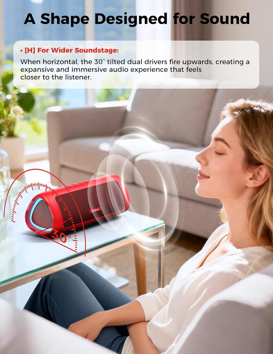 Bluetooth Speaker with HD Sound, Portable Wireless, IPX5 Waterproof, Up to 20H Playtime, TWS Pairing, BT5.3, for Home/Party/Outdoor/Beach, Electronic Gadgets, Birthday Gift (Red)