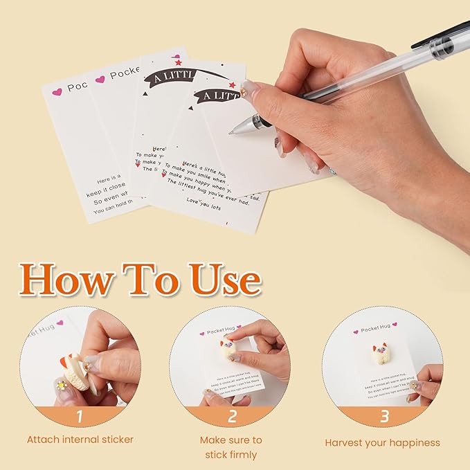 10 Sets Pocket Hug, Cute Pocket Hug Token with Mini Figurines for Anxiety Relief & Emotional Support, Small Thinking of You Cards Party Favors Appreciation Gifts for Men Women Coworkers