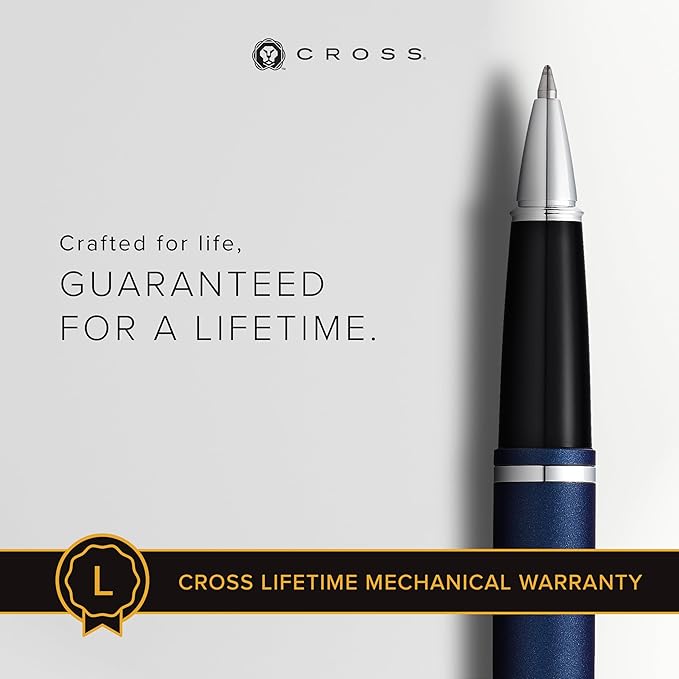 Cross Calais Refillable Gel Ink Rollerball Pen, Medium Rollerball, Includes Premium Gift Box - Matte Metallic Blue