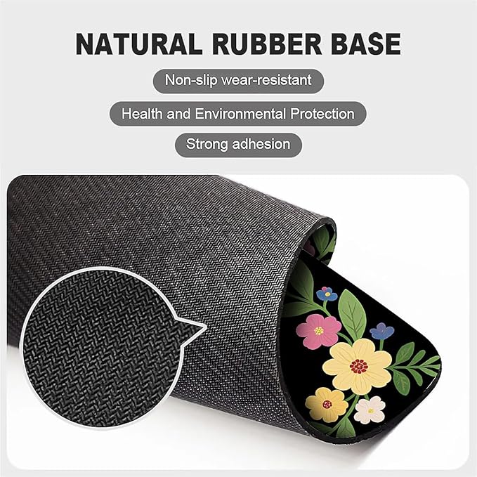 Square Mouse Pad Flower Border, Personalized Premium-Textured Custom Mouse Mat Design, Washable Mousepad Cloth, Non-Slip Rubber Base Computer Mouse Pads for Wireless Mouse