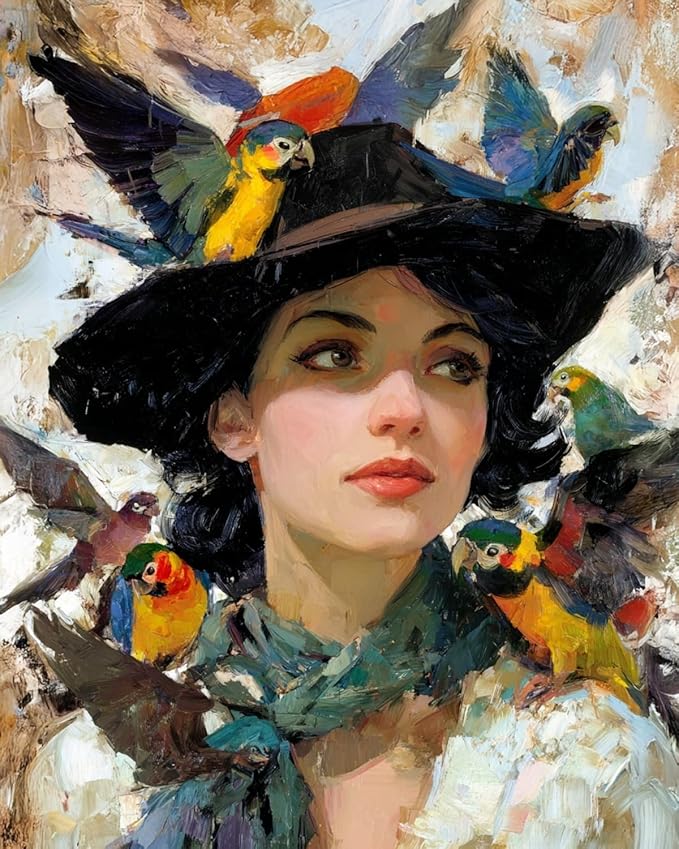 Mosaflare Paint by Numbers for Adults Beginner, Woman and Hummingbird Adult Paint by Number Kits on Canvas, DIY Acrylic Oil Easy Painting by Numbers for Home Wall Decor 16X20 inch (Without Frame)