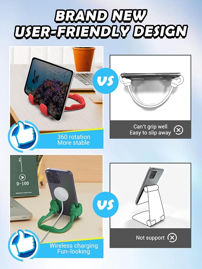 Stocking Stuffers for Teens Girls Boys Adults Cell Phone Stand: UPGRADE Adjustable Thumbs Up Lazy Phone Holder for Desk Cool Gadgets Fun Birthday Gift Ideas for Kids Teenager Women Gifts for Christmas