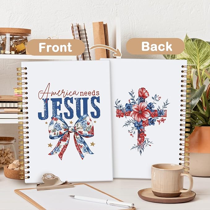 MOFUYU Christian Gifts for Women,Bible Notebooks for Note Taking,Bow Jesus Notebook for Note Taking Church Work,Hardcover Notebooks Christian Gift Office Supplies 5.5x8.3 Inch