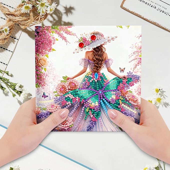 Ceitura 6Pcs DIY Diamond Art Painting Crafts Rhinestone Painting Greeting Card Making Kit Postcard for Holiday Christmas New Year Party Favors (Crystal Love)