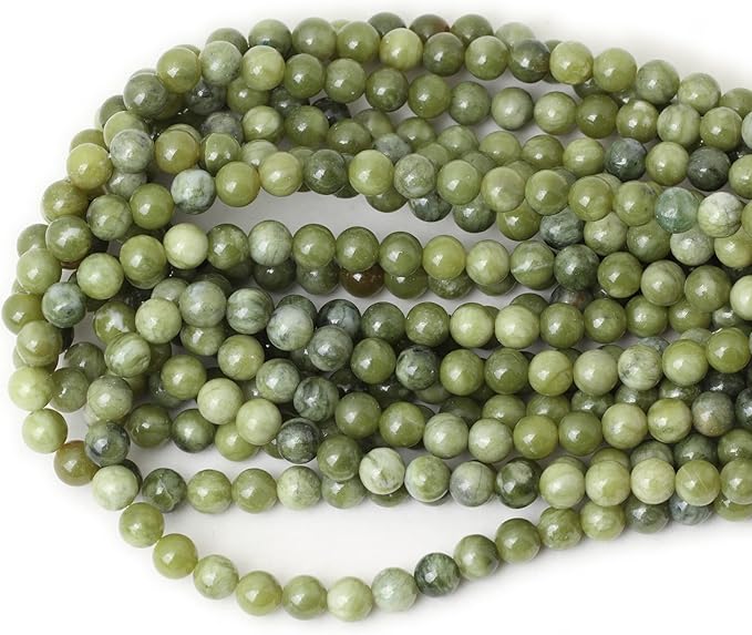 45PCS 8mm Natural Taiwan Green Jade Round Loose Beads for Jewelry Making DIY Bracelet Necklace Materials 1 Strand 15"