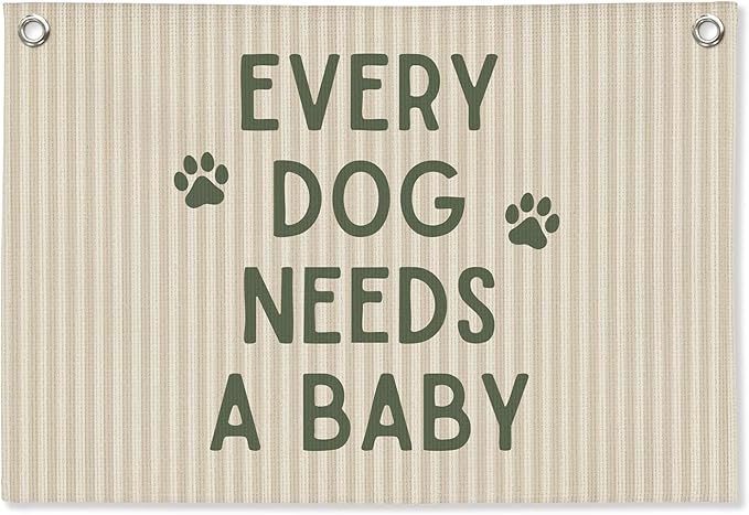 Baby Shower Decor, Pregnancy Announcement Babe Gender Reveal Shower Wall Hanging Canvas Banner Prints, Every Dog Needs a Baby Wall Art Decor for Newborn Babe Room Bedroom, 30x20 Inch