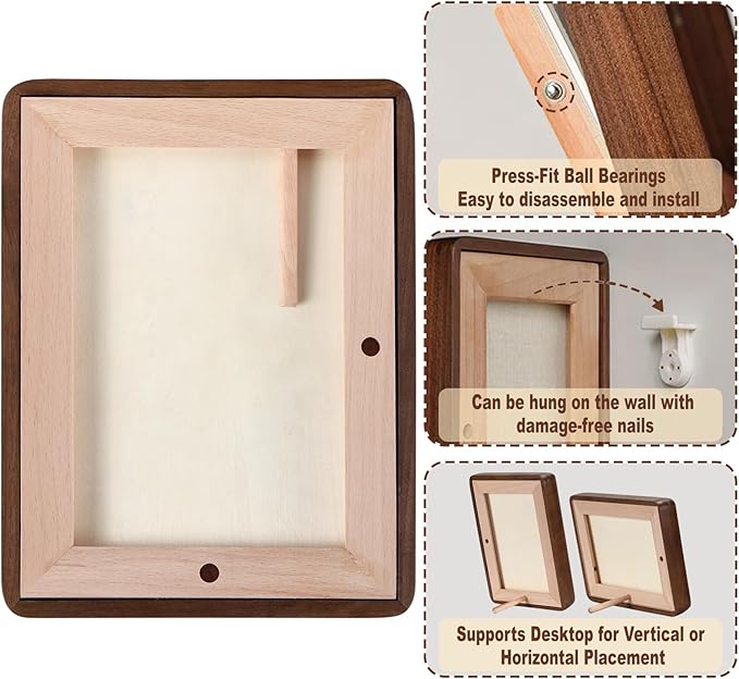 HELPLEX 6x8 Premium Picture Frame Set of 2 - Solid Walnut Wood with HD Tempered Glass, Convertible 5x7 Matted or 6x8 Frameless Display, Wall or Tabletop Frame - Home Gallery, Memories Made Easy