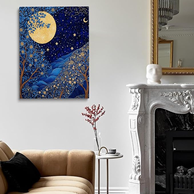 William Morris wall art Print,William Morris Poster,Vintage Poster,William Morris Moon & Stars Print,Vintage Wall Art,Textiles Wall Art for Bedroom Kitchen Living Room Office 8x12in Unframed poster