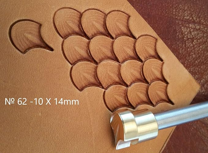DandS ltd Leather Stamp Tool Set, Dragon Scale, Professional Steel Craft Tool for Leatherworking, Embossing, Carving & Stamping Leather Projects, Belts & DIY Projects Compatible with Mallet #62Set