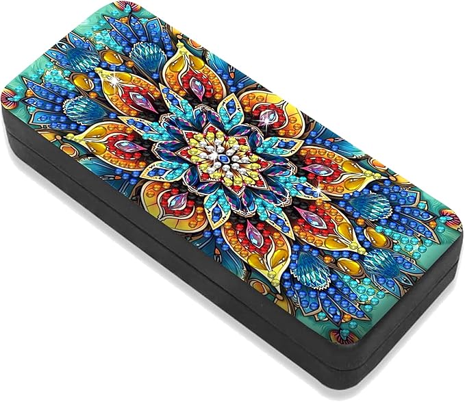 Leatrice Mandala Diamond Art Kits for Adults Small Diamond Painting Kit Gem Art Paint by Diamonds Dot Eyeglass Case Hard Shell 5d Diamond Art DIY for Beginner Women