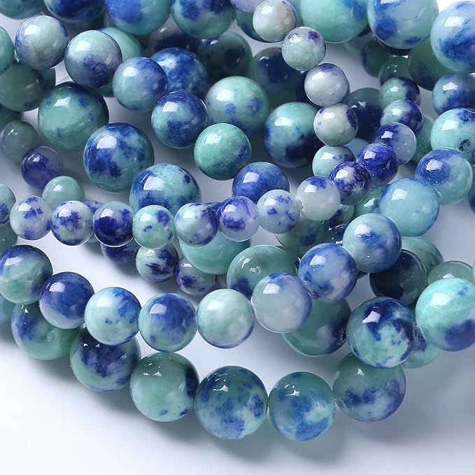 45pcs 8mm Natural Blue Green Persian Jade Stone Beads for Jewelry Making Round Loose Spacer Beads DIY Bracelets Necklaces 15" (8mm, Blue Green Jade)