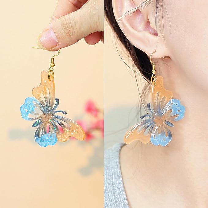 Resin Earring Molds, 2Pcs Butterfly Silicone Molds Keychain Pendant Molds Silicone Molds for Resin Jewelry, DIY Art Craft (B)