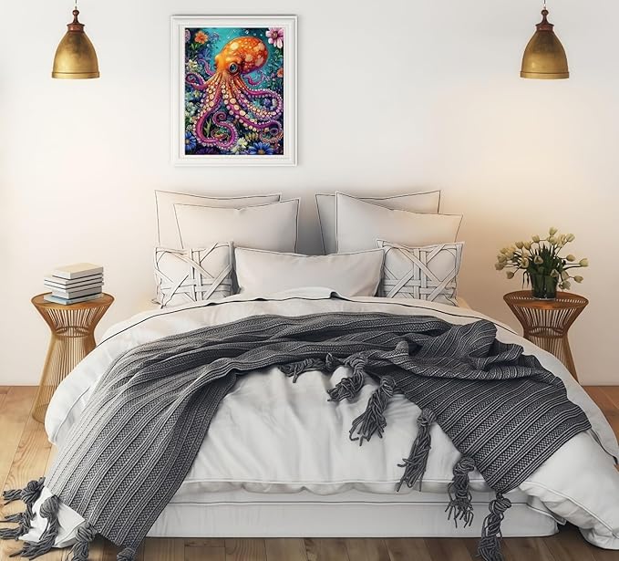 CSZPPQAF 5D Diamond Painting Kits for Adults, Octopus Animal Diamond Art Kits for Adults Beginner, DIY Full Drill Gem Art Paint by Diamonds Dots Crafts Kits for Home Decor 12x16 Inch