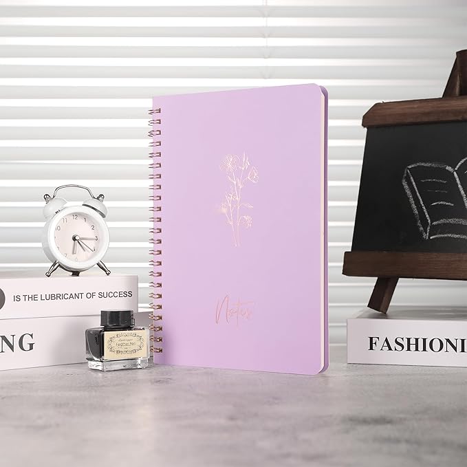 3 Pcs Spiral Notebooks For Women - Aesthetic College Ruled Journal/Notebook with Large Pockets & 7mm 60 Sheets Lined Pages - for School and Office Supplies（A5, 5.7" x 8.3"）