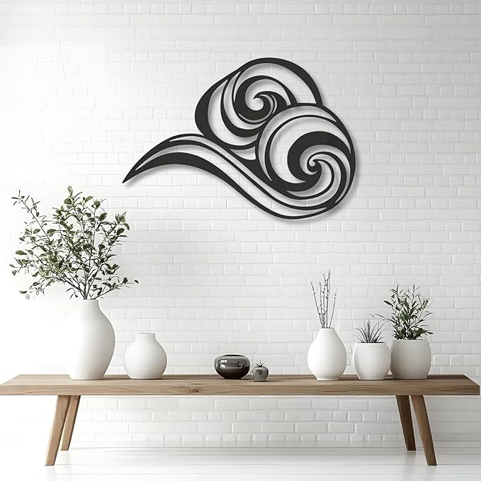 Abstract Ocean Wave Metal Wall Sculpture,Coastal Art for Coastal Spaces, Porch & Beach House Decor,Metal Wave Sculpture,Coastal Wall Art for Nautical Interiors (28" x 20" | 70 x 50 cm)