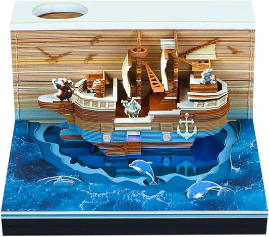 Time Piece Calendar 2026,3D Tree Tear-Away Memo Pad Creative Desk Calendars,3D Notepad Paper Carving Art Sticky Notes,3D Calendar 2026 Suitable for Room and Office Desktop Decoration