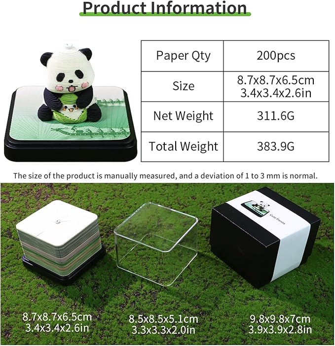 3D Time Piece Calendar 2026 3D Tear Away Art Memo Pad Notepad Desk Calendar with Light,3D Art Calendar Desktop Decoration Gift for Christmas (Cute Panda)