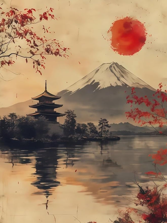 BYGFHLYW Paint by Numbers Kit for Adults, Mount Fuji Landscape Adult Paint by Number Kits On Canvas, DIY Acrylic Oil Number Painting Kits for Beginners, Color by Numbers for Home Wall Decor 12x16Inch
