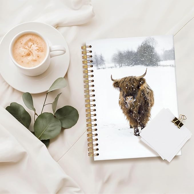 Bible Notebook,Highland Cow Spiral Journal,Christian Journals for Women,Highland Cow Gifts,Winter Highland Cow Spiral Notebook,Spiral Notebook Journal for Work Notes Journaling 5.5x8.3