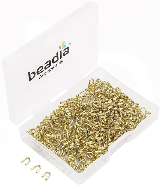 14K Gold Plated U Shape End Caps 4.5x4.5mm 400pcs for Jewelry Making Findings