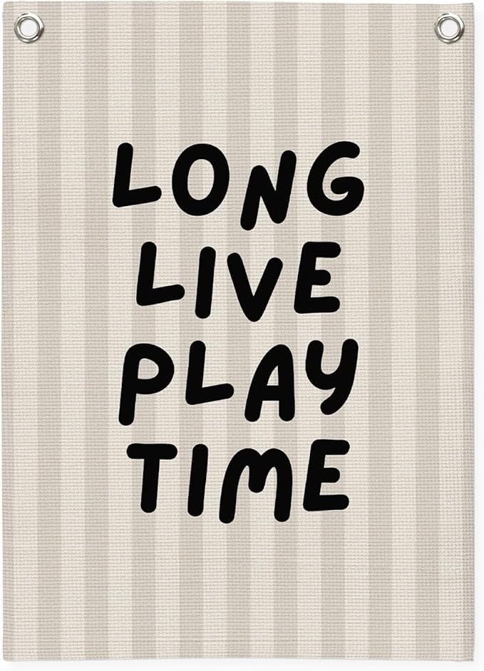 Playroom Decor,Long Live Playtime Canvas Banner,Boy Nursery Decor Wall Hanging Banner Flag for Toddler Kids Room Nursery Playroom Bedroom 18x25 Inch