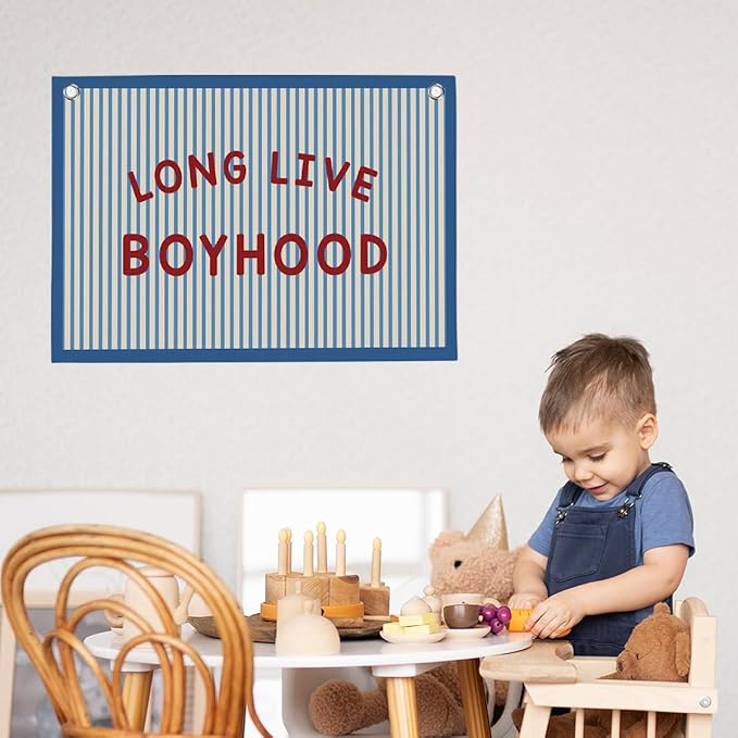 Long Live Boyhood Boys Room Playroom Wall Decor Vintage Sports Decor for Nursery Playroom Kids Bedroom Dorm Toddler Decorations 22x28 Inch