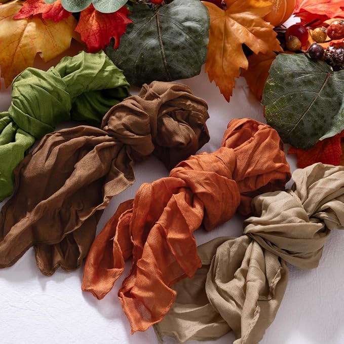 20 Pack Fall Cheesecloth Napkins Washable Thanksgiving Cloth Napkins Set of 20 Cotton Gauze Dinner Table Napkins Bulk 21x21 Inches for Friendsgiving Wedding Bridal Baby Shower Party Decor