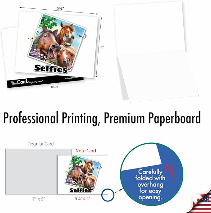 The Best Card Company - 10 Blank Animal Cards Boxed (4 x 5.12 Inch) - Assorted Pets, Zoo, Wildlife Cards for Kids - Note to Selfie M6642OCB