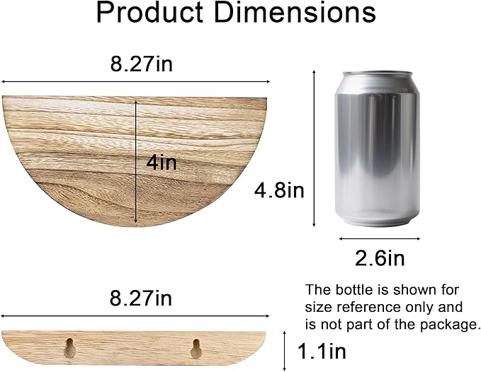 Solid Wood Half Round Floating Wall Shelves | Elegant Floating Shelves, Elevate Your Space. Perfect for Living Rooms, Bathrooms, Bedrooms, Offices, Children's Rooms