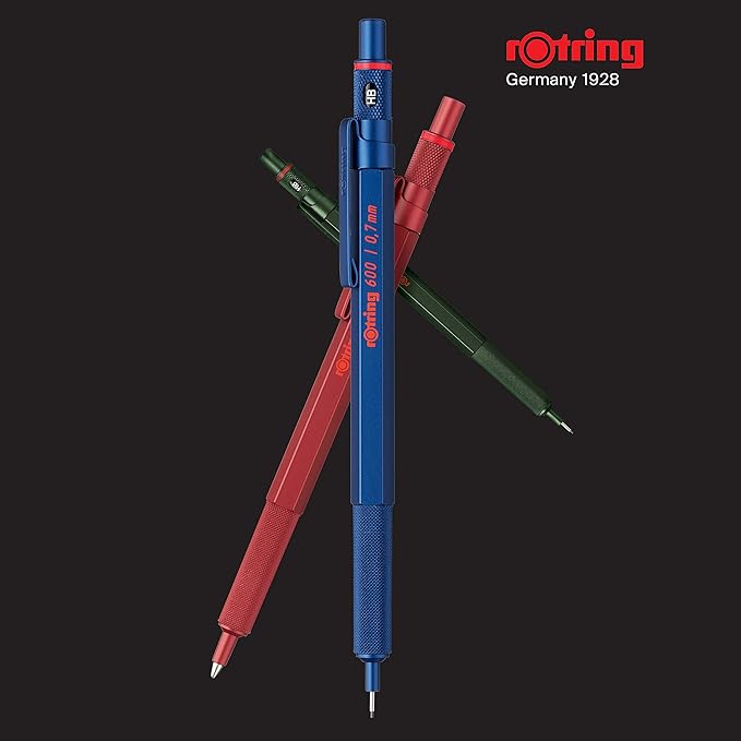 rOtring 600 Full-Metal Body 0.7mm Mechanical Pencil, Black, for Precise Ruler-Based Drawing