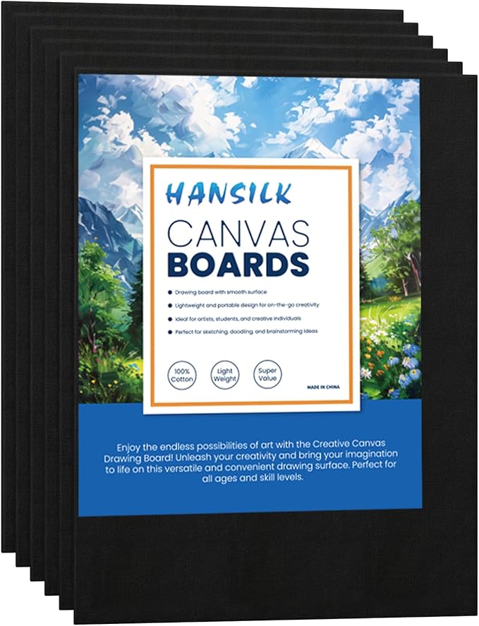 12x16 Canvas for Painting - Artist-Grade Blank Canvases Boards & Panels, Premium White Flat Canvas Bundle for Kids & Adults (6 Pack)