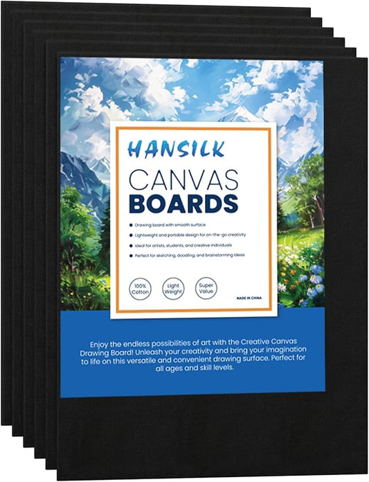 12x16 Canvas for Painting - Artist-Grade Blank Canvases Boards & Panels, Premium White Flat Canvas Bundle for Kids & Adults (6 Pack)
