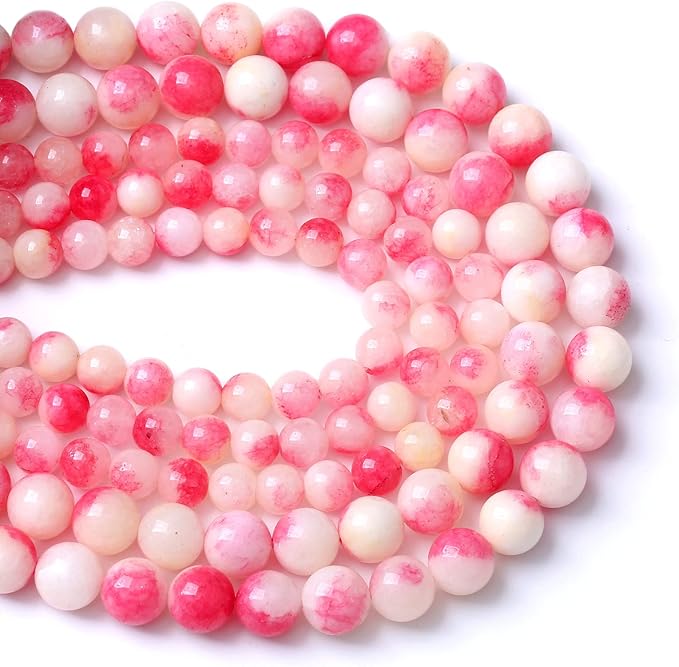 6MM 60PCS Pink Tourmaline Jade Stone Beads for Jewelry Making DIY Bracelet Necklace 15"