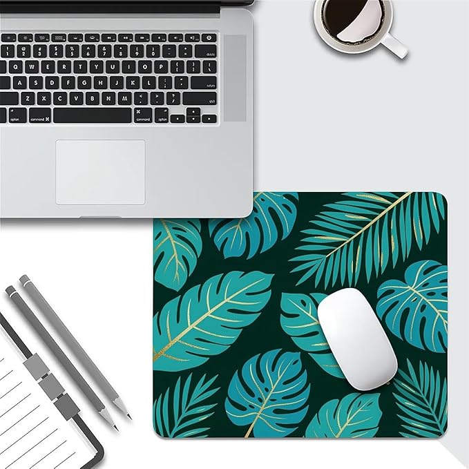 Square Mouse Pad Tropical Plants 2, Personalized Premium-Textured Custom Mouse Mat Design, Washable Mousepad Cloth, Non-Slip Rubber Base Computer Mouse Pads for Wireless Mouse